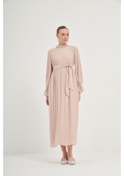 FTZ Women Ftz Plise Şifon Elbise Beige 31019 Beige