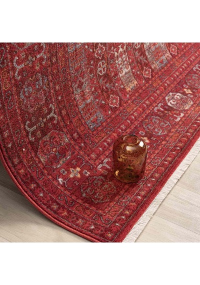 Canlı Bordo Kırmızı Otantik Geometrik Vintage Halı - Nk0257ba Bordo - Kırmızı