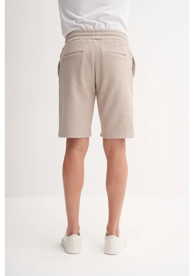 Cazador Jakarlı Regular Fit Örme Bermuda Şort 6073 Bej Bej