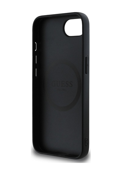 Apple iPhone 16e Uyumlu Kılıf Guess Lisanslı 4g Desenli Script Metal Logolu Kapak Siyah