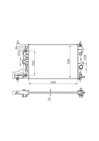 Radyatör - 127 - Brazing Otomatık Astra J 09-1.6 Cruze 09-1.6-1.8 Oto Ac - Dpmıx-hb - Klimasız 580x398x16