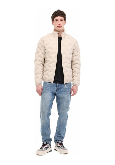 Jack & Jones Jcowın Quılted Collar Jac Taş Rengi Erkek Mont 000000000102267064 Gri