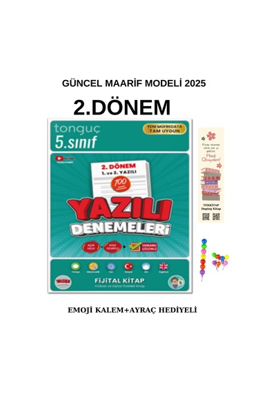 Tonguç 5. Sınıf Yazılı Denemeleri 2. Dönem 1 Ve 2. Yazılı 2025 Emoji Kalem + Ayraç Hediyeli 2025