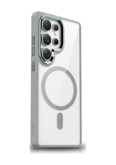 Zore Galaxy S25 Ultra Uyumlu Kılıf Magsafe Şarj Özellikli Ogaa Krom Magsafe Silikon Kapak-gri