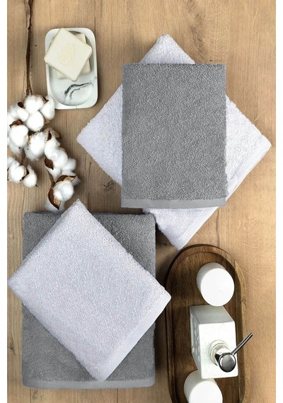 4 Lü Banyo Havlusu Takımı Soft Büyük Havlulu Pamuklu Havlu Seti 90x150 Cm Beyaz 001