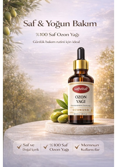 Ozon Yağı 50 Ml %100 Saf Ozonlanmış Zeytinyağı Yoğun Bakım Destekleyici Cilt Bakım Yağı