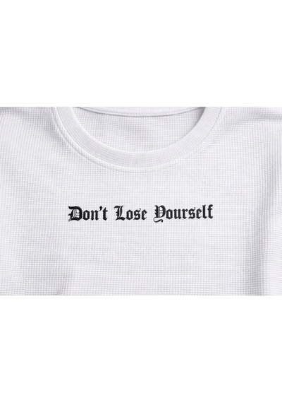 Erkek Wafıl Kumaş Tişört Regular Kalıp Bisiklet Yaka Baskılı Günlük Basic T-shirt - Beyaz Beyaz