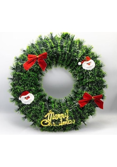 Noel Kapı Çelenkleri Yeşil Renkli Ağaç Asılı Ön Kapı Süsü Yılbaşı Kapı Süsü 40 Cm 50 x 22