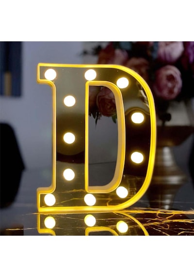 Dekoratif Led Işıklı 3D D Harfi Büyük Boy Organizasyon Doğum Günü Kutlama