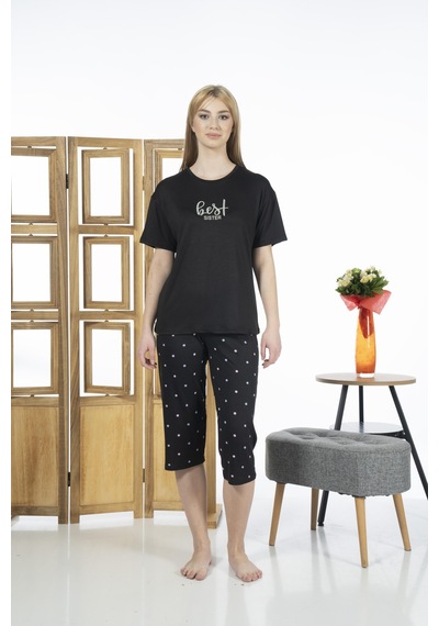 Estiva 24063 Kadın Kısa Kollu Kapri Pijama Takım 001