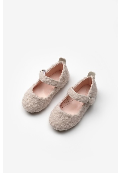 Le Mabelle Krem Peluş Teddy Kız Çocuk Ayakkabı Krem