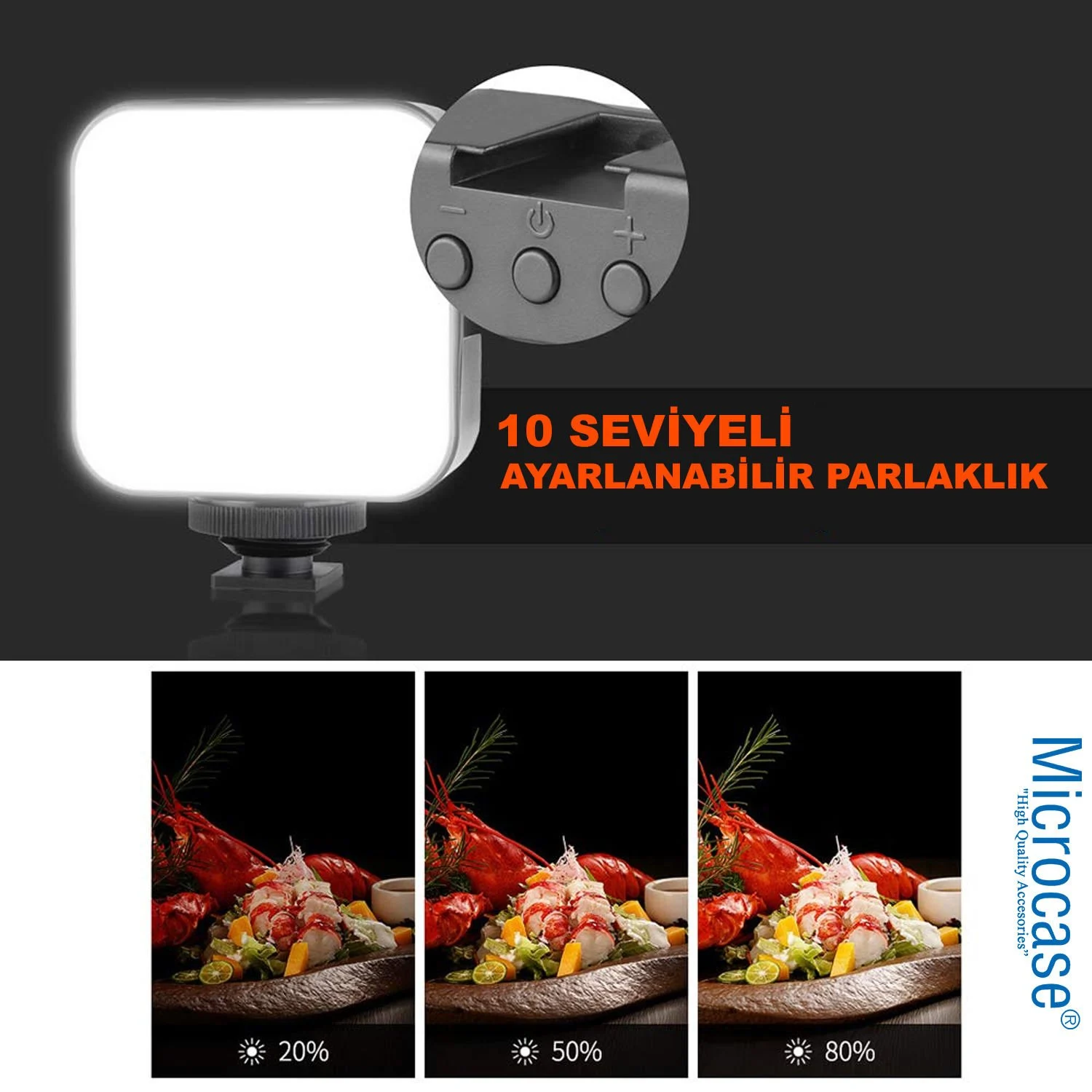 Microcase Şarjlı Çok Fonksiyonlu Ayarlanabilir Ürün Çekim Işığı Rgb Softbox Fotoğraf Stüdyo Aydınlatması Cep Ledi Al4256