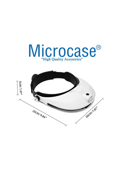 Microcase Mg81001-G Al2322 Gözlük Tipi Işıklı Kafa Büyüteci 5 Farklı Lens