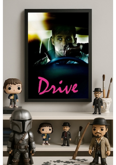 Drive Siyah Ahşap Çerçeveli Poster, Dekoratif Film Duvar Tablosu
