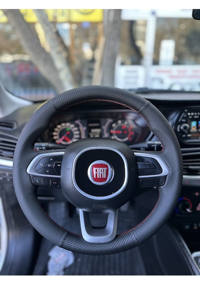 Fiat Egea Araca Özel Direksiyon Kılıfı Nokta Karbon Kırmızı Diki