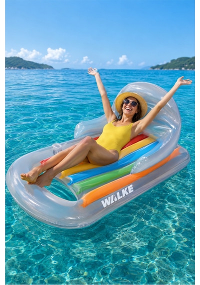 Walke Comfort Lounge Şişme Deniz Yatağı Sırt Destekli Pvc Havuz Ve Deniz Şezlongu 13101 Gri