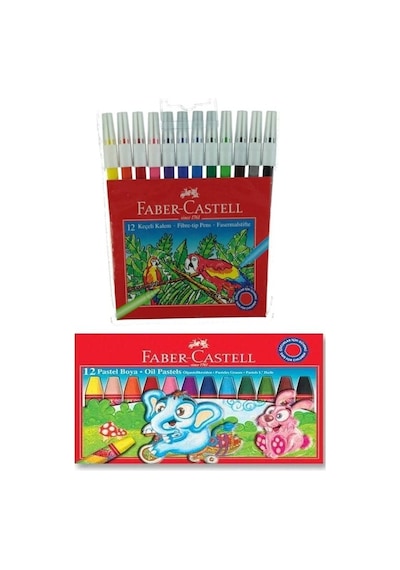 Faber Castell Pastel Boya 12 Li - Keçeli Boya Kalemi 12 Li - 2 Li Set 12renk