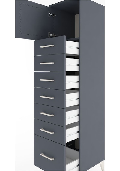 Hyperion Dolap Tek Raflı 7 Çekmeceli Tek Kapaklı 44x44x182 An... Antrasit