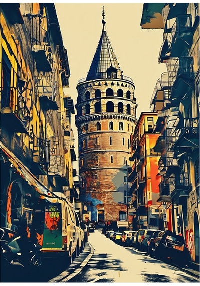 Galata Kulesi Hediyelik Ahşap Tablo 35cm X50cm