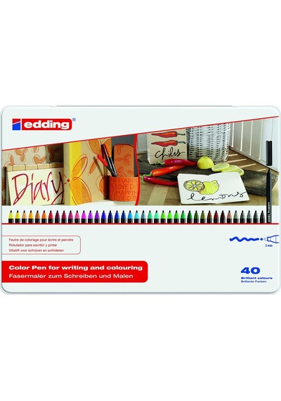 Edding 1300 Grafik Kalem Seti 40 Renk Metal Kutu