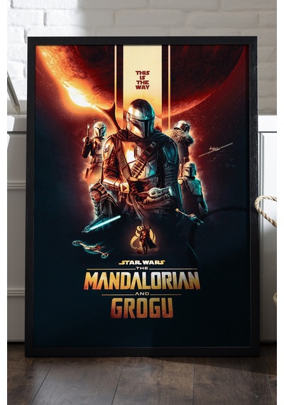 Mandalorian Siyah Ahşap Çerçeveli Poster, Film Duvar Tablosu