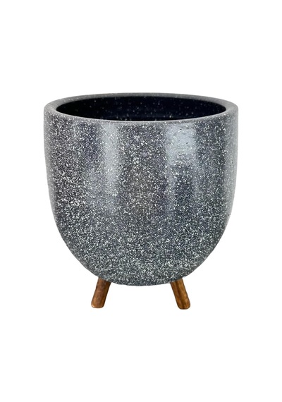 Bitki Tasarımı Ev Dekorasyon Aksesuar Gri Granit Toprak Saksı Saksılık Salon Çiçeklik 3 Ayaklı - 19 Cm Belirtilmemis