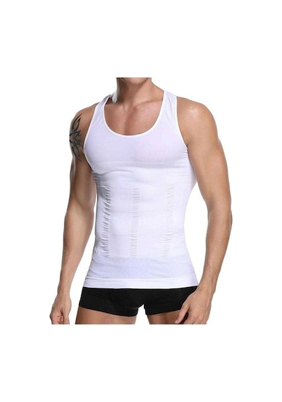 Ff Fit Form Giyim Jineko Premium Erkek Atlet Korse Bel Göğüs Göbek Toparlayıcı Beyaz