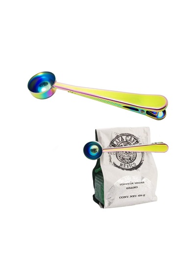 Renkli Paslanmaz Çelik Kahve Ölçü Kaşığı Paket Klipsi Cin108Ml