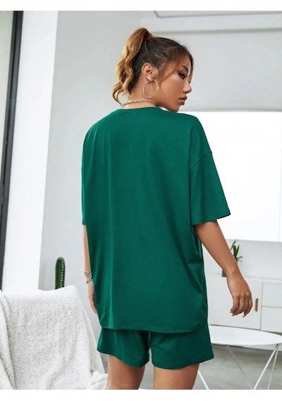 Hırsch Kadın Yeşil Oversize Yazlık Chicago Tennis Season Baskılı Şort T-shirt Takım Yeşil Hırsch Kadın Yeşil Oversize Yazlık Chicago Tennis Season Baskılı Şort T-shirt Takım Yeşil