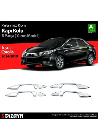 S-Dizayn Toyota Corolla Uyumlu Krom Kapı Kolu Yarım Model 4 Prç. 2013-2018