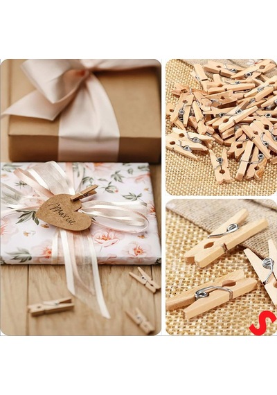 Dekoratif Ahşap Süs Mandalı, 3 Cm X 25 Adet - Natürel 1+