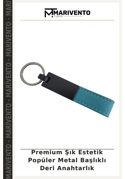 Premium Şık Estetik Popüler Metal Başlıklı Deri Anahtarlık