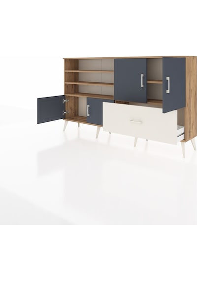 Arges Konsol 5 Raflı Tek Çekmeceli 4 Kapaklı 176x30x99 Çam-antras Çam-antrasit/aytaşı Arges Konsol 5 Raflı Tek Çekmeceli 4 Kapaklı 176x30x99 Çam-antras Çam-antrasit/aytaşı