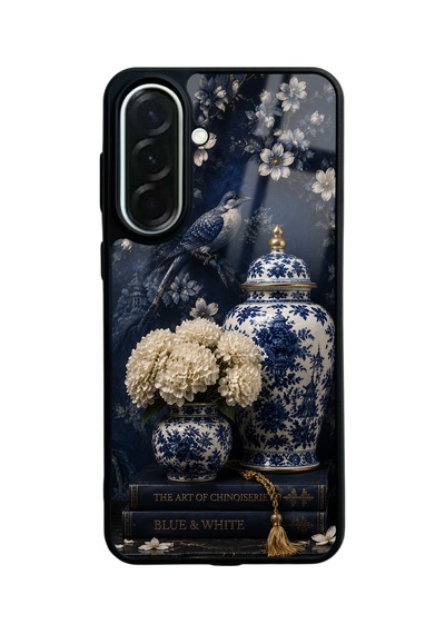 Samsung Uyumlu  A37 Chinoiserie Blue Bloom Tasarımlı Glossy Telefon Kılıfı