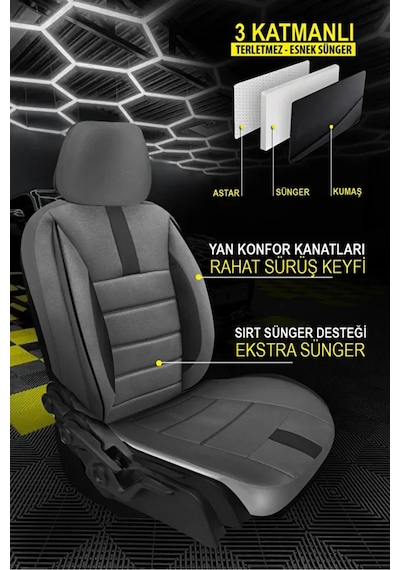 Volkswagen Jetta 1.2 Tsi Bmt 105 Comfortline Dsg 2016 Uyumlu Tay Tüyü Serisi Füme Oto Kılıfı Tam Set