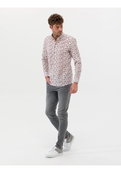 Pierre Cardin Erkek Bej Desenli Gömlek 50269435-vr011 Bej