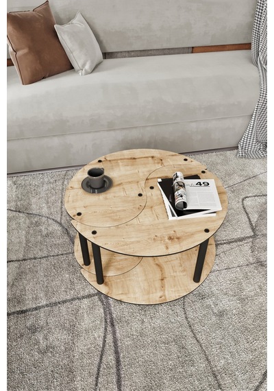 Yin Yang Unıty Serenıty Orta Sehpa 2 Li Safir Meşe-70 Cm Meşe