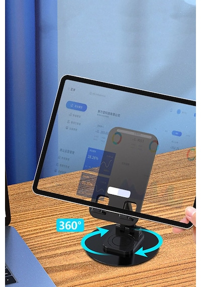 Katlanabilir Telefon Tablet Tutucu Stand Portatif Sarsılmaz Stand Tel Tablet Standı Siyah