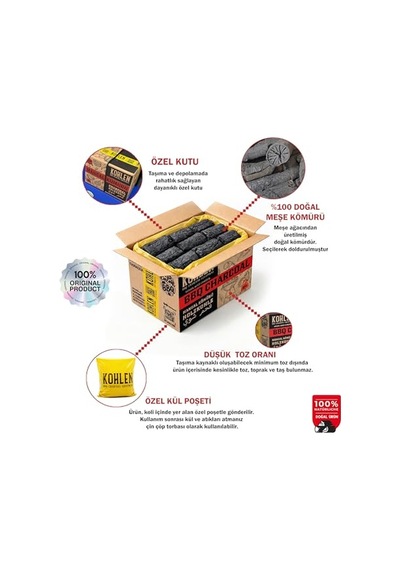 Kohlen Doğal Meşe Mangal Kömürü 5 Kğ- Bbq Özel Paket Diğer