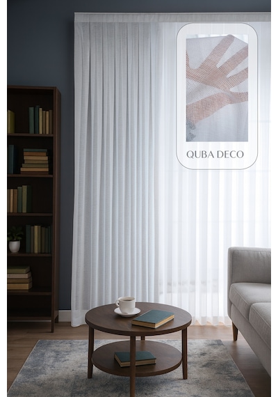 Natural Modern File Dokulu Keten Tül Perde Pileli Salon Oturma Odası Yatak Odası Çocuk Odası Beyaz