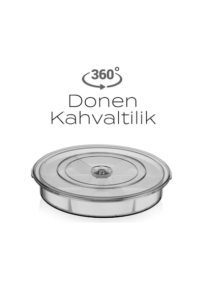Büyük Boy 6 Bölmeli 360 Derece Dönen Kahvaltı Takımı -ayrılabilir Kaseli Yuvarlak Kahvaltılık Antrasit