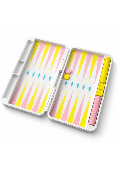 Mini Tavla Seti 17 X 14,5 Cm Taş Ve Zar Bölmeli Katlanabilir Seyahat Tavlası Taşınabilir Klasik Tavla Oyunu Pastel Sarı Pembe