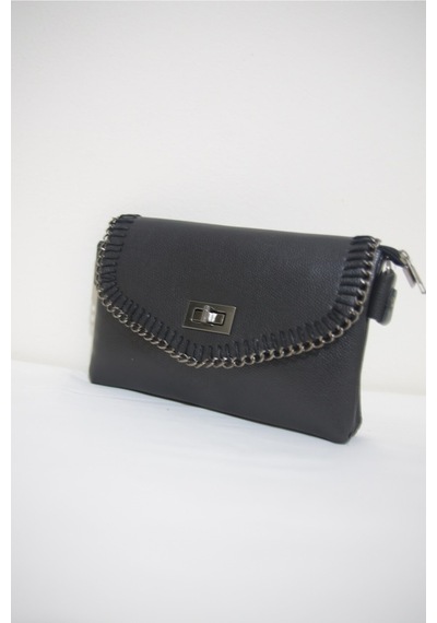 Erzeno Kadın Siyah Suni Deri Fermuarlı Ve Mıknatıs Kapamalı Uzun Askılı Portföy Clutch Siyah - 46968706 Siyah