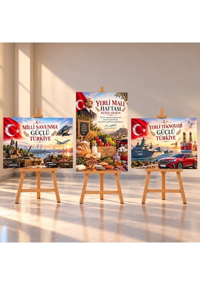 Yerli Malı Haftası 48 68 Cm Mukavva Afiş Seti 3'lü Tüm Yaşlar