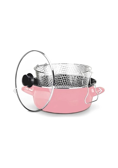 Milano Şık Pembe Kızartma Tenceresi 22 Cm 4,5 Lt Renkli
