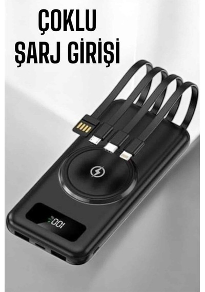 10.000 Mah Powerbank 4 Portlu Hızlı Şarj Dijital Göstergeli Çok Rnekli