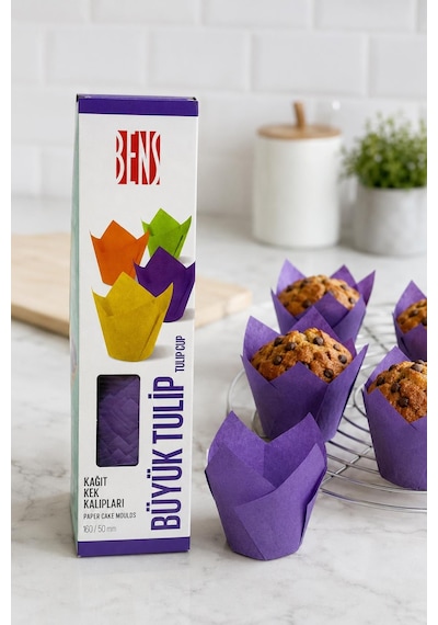 Kademeli Tulip Mor Muffin Kapsülü 200 Adet