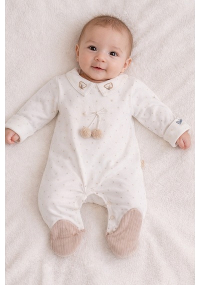 Cayzen Erkek Bebek Şapkalı Tulum 2li Set 1097 Kahve Ponpon Kahve Ponpon
