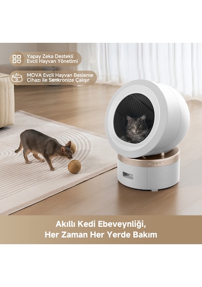 MOVA Meowgicpod LR10 Prime Akıllı Otomatik Kedi Tuvaleti 6 L Kapasite  Küreksiz Kullanım Yıkama Için Tek Çekişte Çıkarma