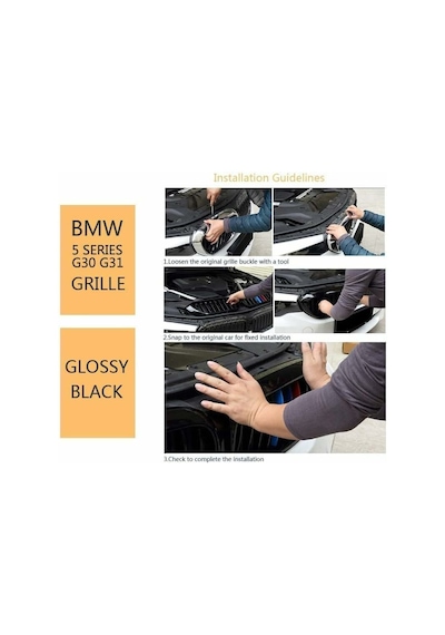 Bmw G30 Çift Şeritli Ön Panjur Izgara 2018-2020 Arası Parlak Siyah